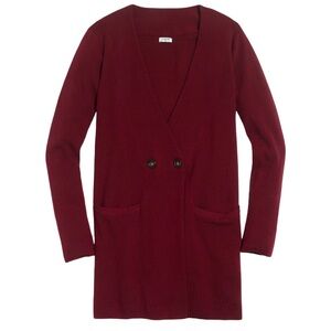 J. Crew Women’s Burgundy Red Double Button‎ Cardigan Sweater Small EUC Preppy